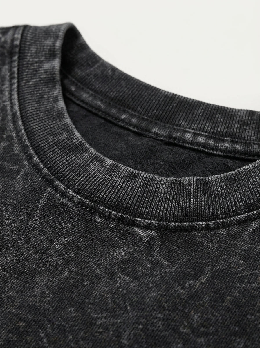 Midnight Black Acid Wash Streetwear Co-Ord Set