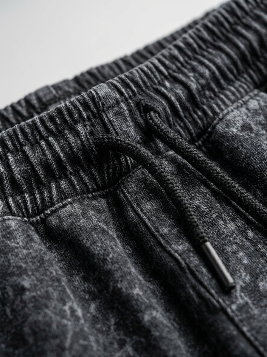 Midnight Black Acid Wash Streetwear Co-Ord Set
