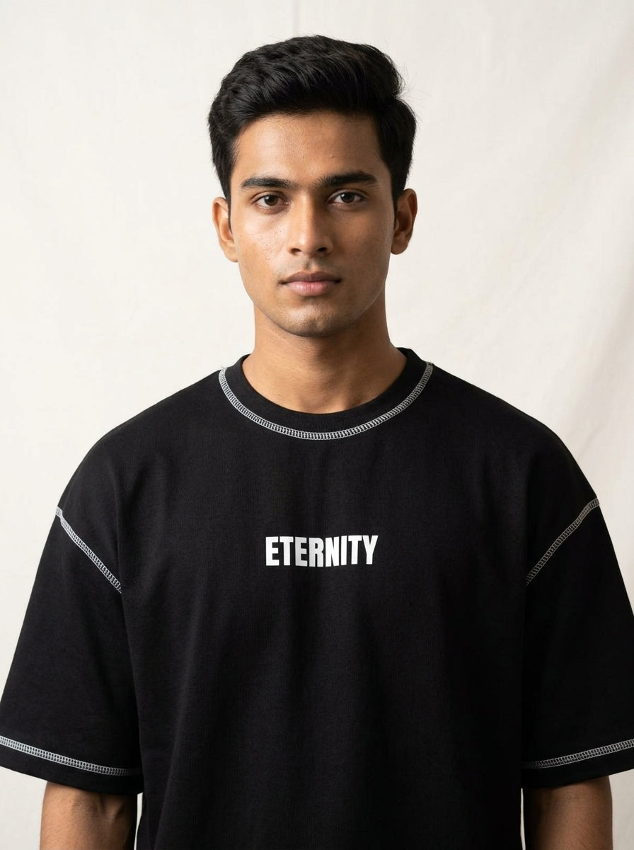 ETERNITY Oversized Black Streetwear T-Shirt
