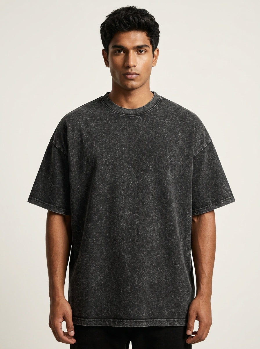 Black Acid Wash Oversized T-Shirt