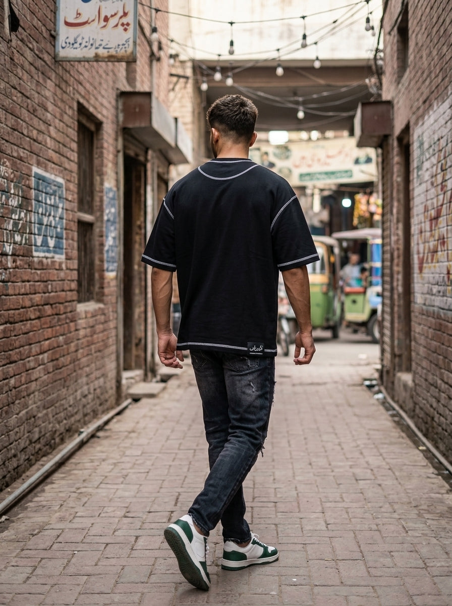 ETERNITY Oversized Black Streetwear T-Shirt