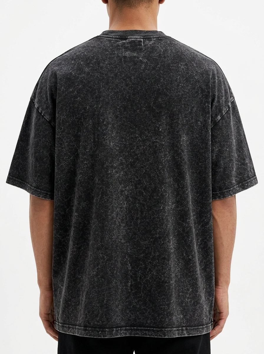 Black Acid Wash Oversized T-Shirt