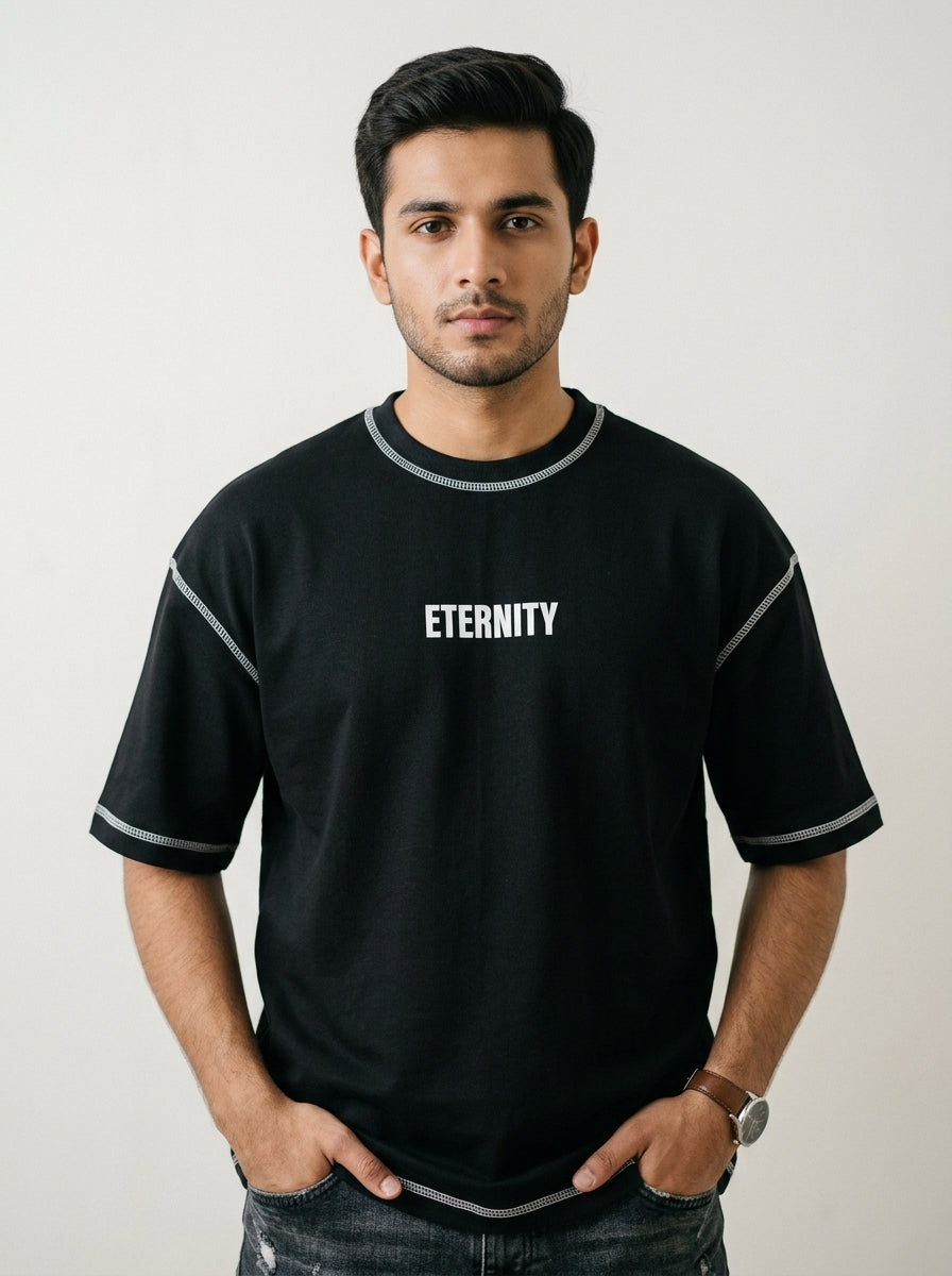 ETERNITY Oversized Black Streetwear T-Shirt